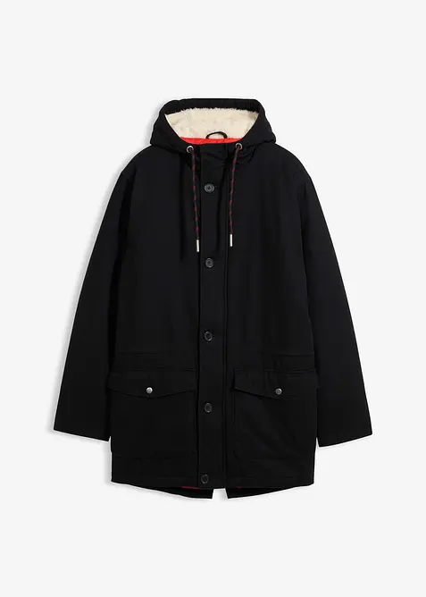 Vinterparkas med teddyfodrad huva, bonprix