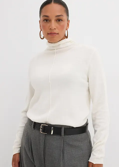 Polotröja i mjuk bomull med en andel kashmir, bonprix