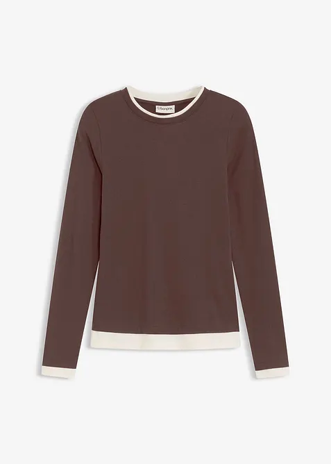 L&aring;ng&auml;rmad topp av bomullsmix, bonprix