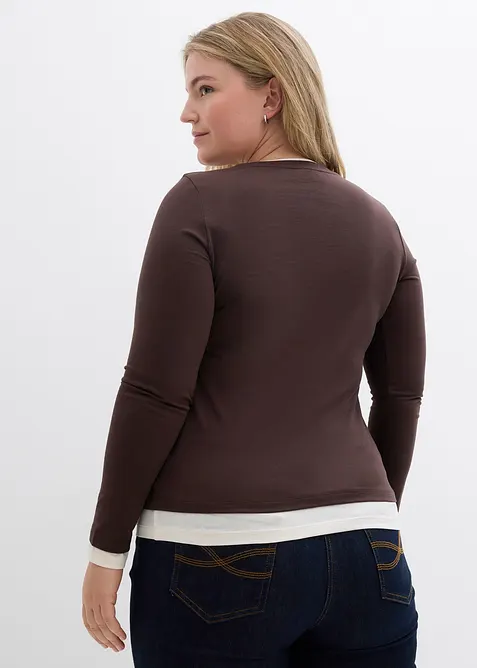 L&aring;ng&auml;rmad topp av bomullsmix, bonprix