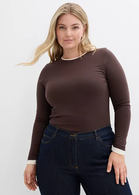 L&aring;ng&auml;rmad topp av bomullsmix, bonprix