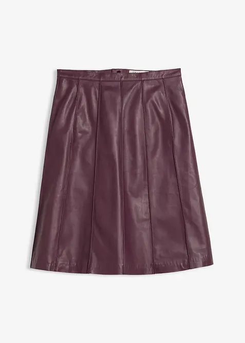 Skinnkjol i utställd modell, av lammnappa, bonprix