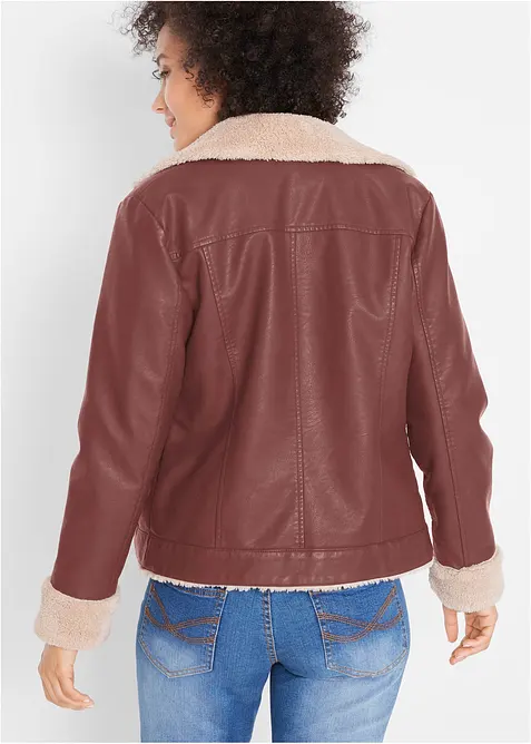 Jacka i skinnimititation, fodrad, bonprix