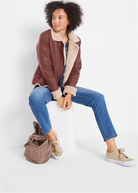 Jacka i skinnimititation, fodrad, bonprix