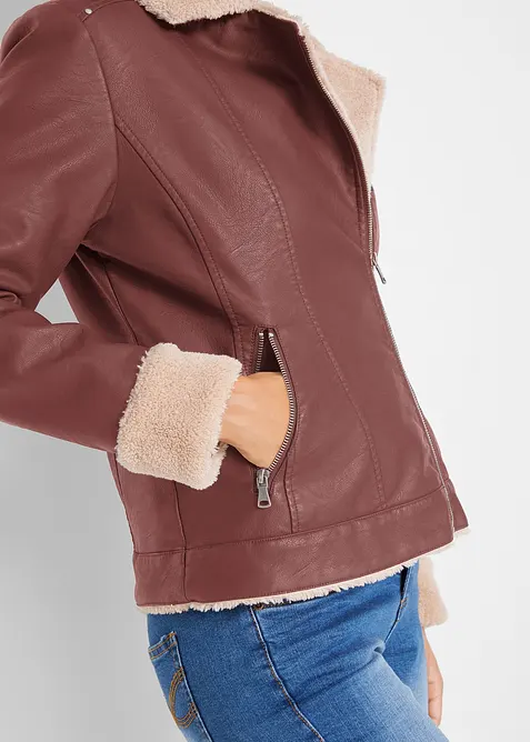 Jacka i skinnimititation, fodrad, bonprix