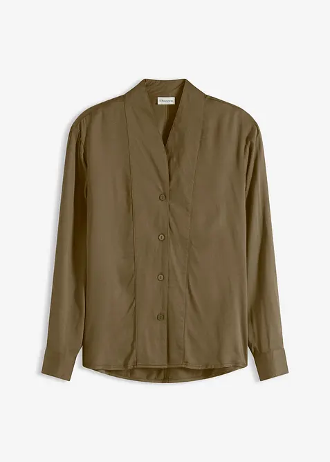 Skjortblus i mjuk satin, bonprix