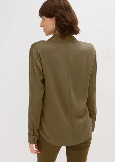 Skjortblus i mjuk satin, bonprix