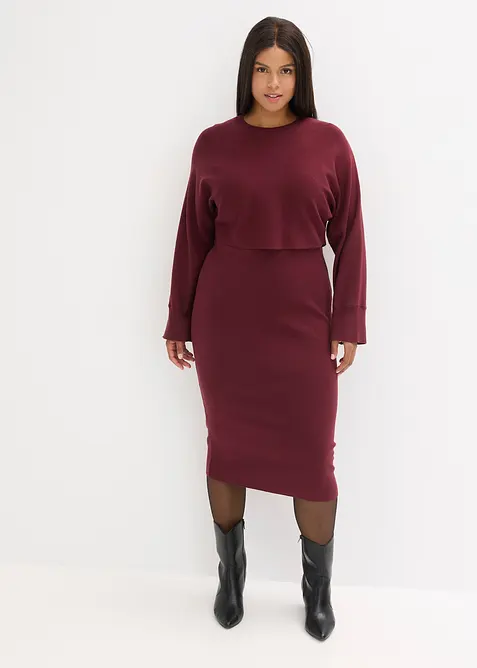 Stickad kl&auml;nning och topp (2 delar), bonprix