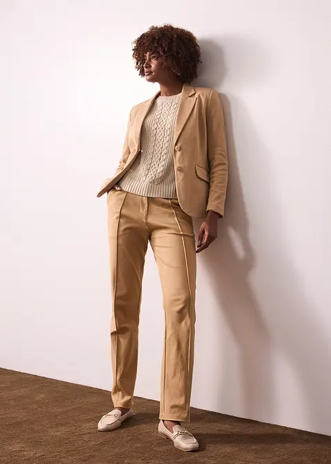 Jerseykavaj i bomull, figursydd, bonprix