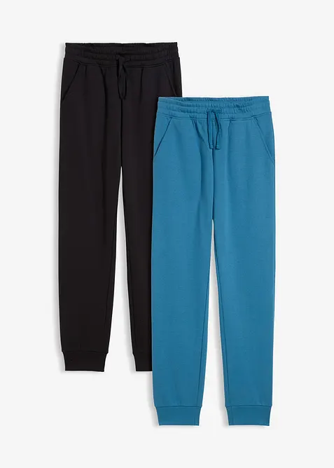 Joggingbyxa i materialmix med ekologisk bomull för barn (2-pack), bonprix