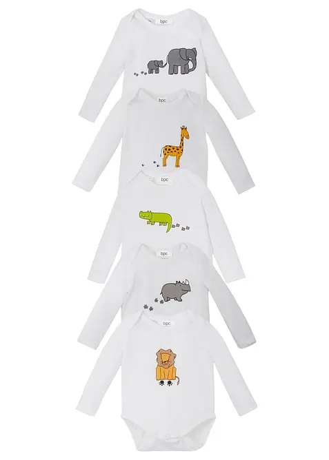 L&aring;ng&auml;rmad babybody (5-pack), ekologisk bomull, bonprix