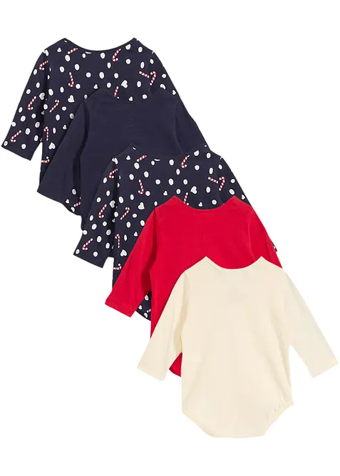 Långärmad babybody i ekologisk bomull (5-pack), bonprix
