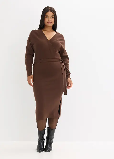 Stickad klänning i följsam viskosmix, bonprix