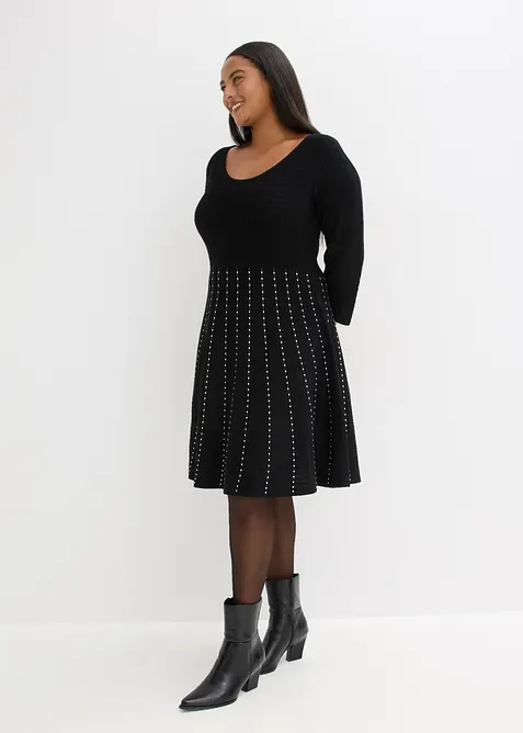 Stickad kl&auml;nning i f&ouml;ljsam viskosmix, bonprix