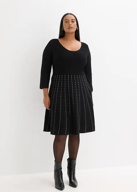 Stickad kl&auml;nning i f&ouml;ljsam viskosmix, bonprix