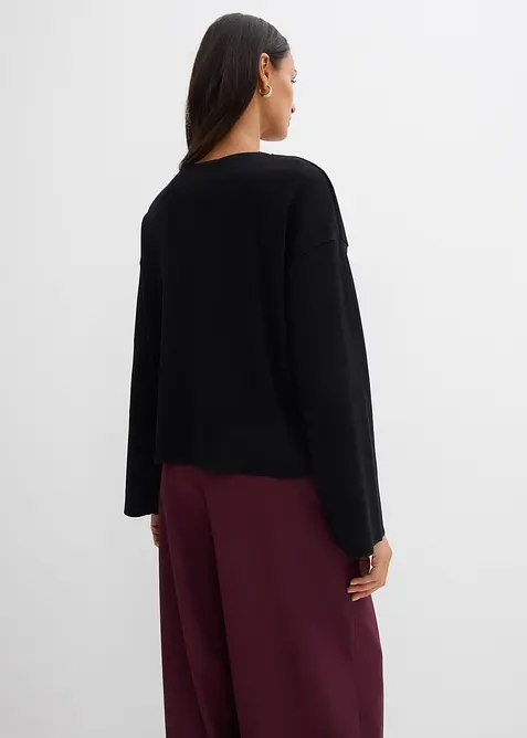 Långärmad topp av ribbat material, bonprix