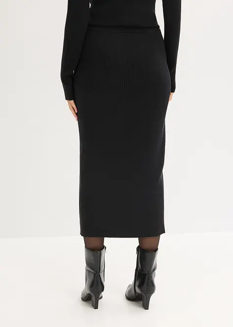 Finstickad kjol av mjuk viskosmix, bonprix