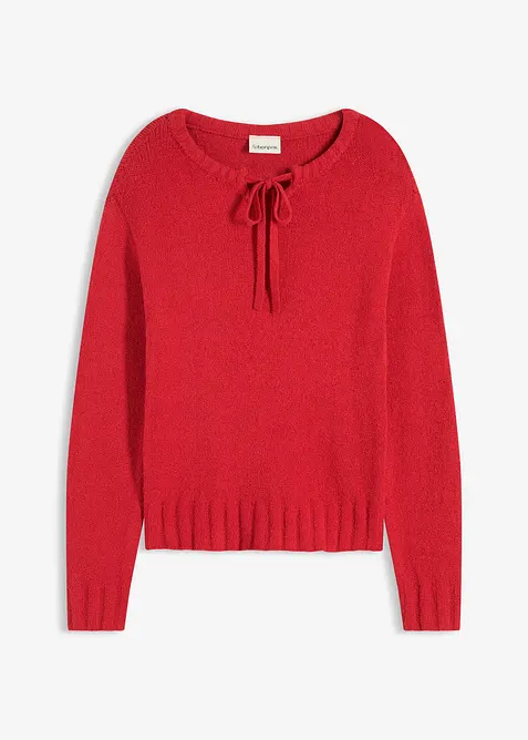 Grovstickad tröja med knytning, bonprix