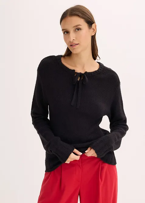 Grovstickad tr&ouml;ja med knytning, bonprix