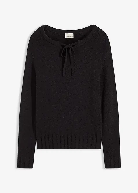 Grovstickad tr&ouml;ja med knytning, bonprix