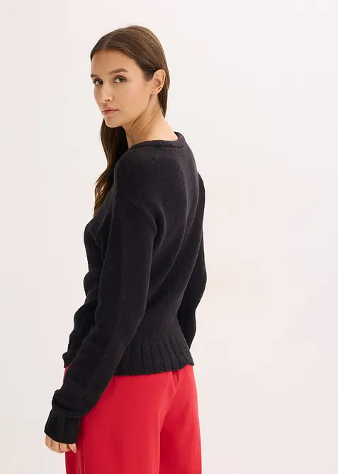 Grovstickad tr&ouml;ja med knytning, bonprix