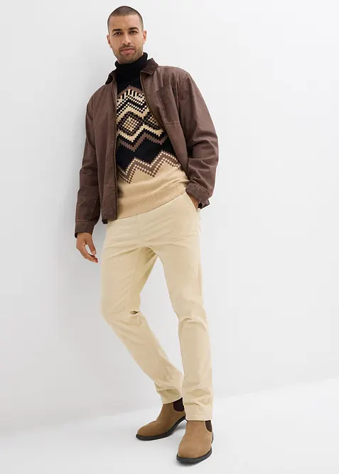 Polotröja med ikatmönster av mjuk bomullsmix, bonprix