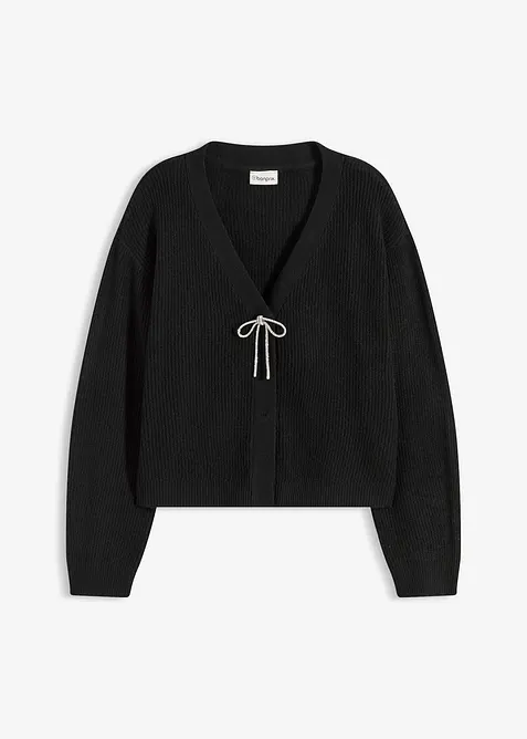 Stickad kofta i kort modell, bonprix