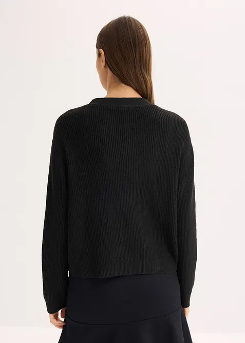 Stickad kofta i kort modell, bonprix