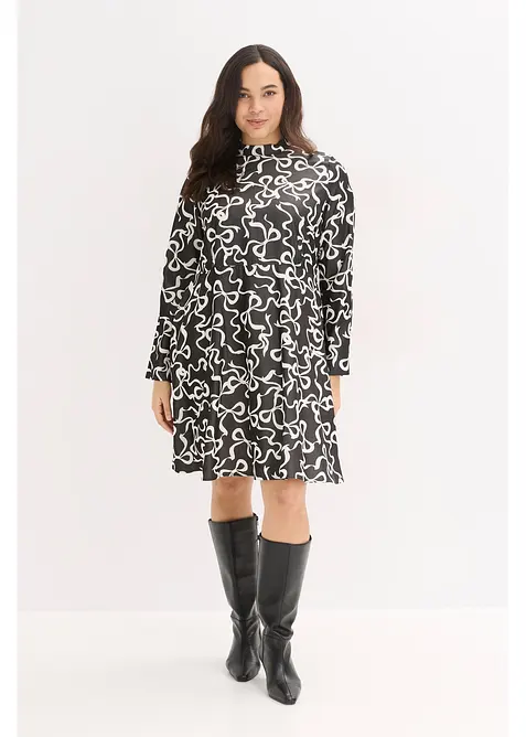 Mellanlång klänning i böljande viskosmix, bonprix