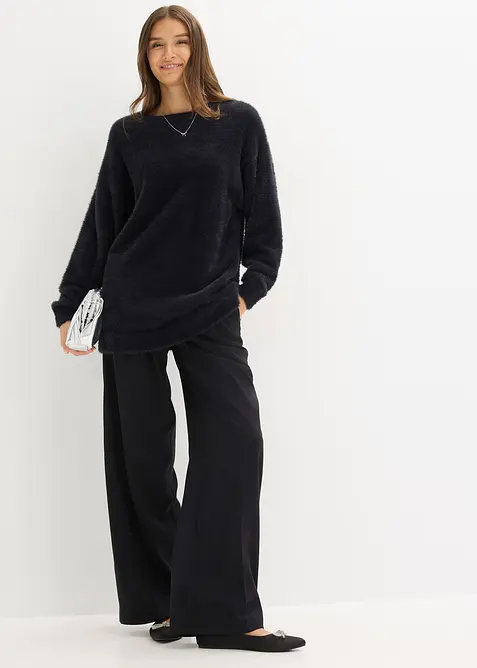 Lång tröja av mjukt fjädergarn, bonprix