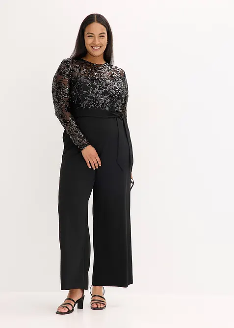 Jumpsuit med paljettbroderi, bonprix
