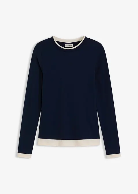 Långärmad topp av bomullsmix, bonprix