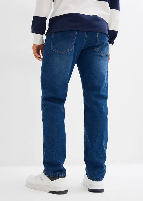 Fodrade jeans med stretch och resårlinning, Straight, bonprix