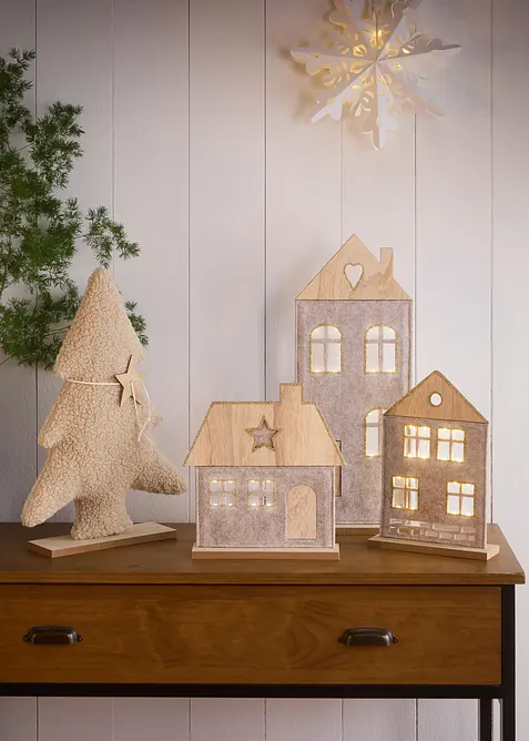 Prydnadsgran med teddymaterial, bonprix