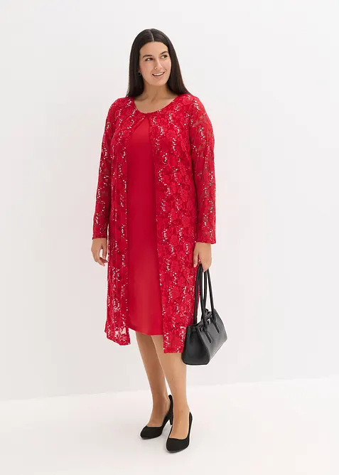 Klänning med spets (dubbelpack, 2 delar), bonprix