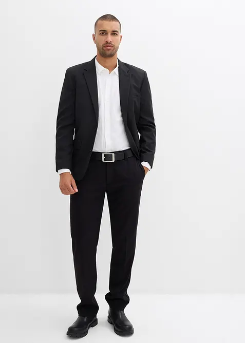 Långärmad skjorta av bomullspiké med mycket stretch, Slim Fit, bonprix