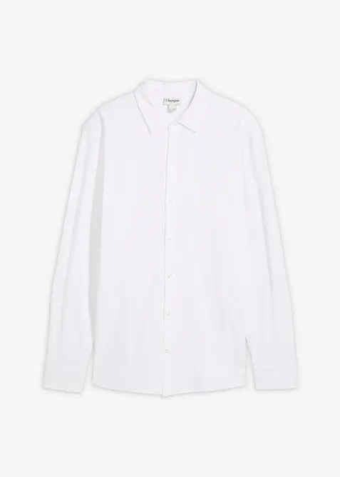 Långärmad skjorta av bomullspiké med mycket stretch, Slim Fit, bonprix