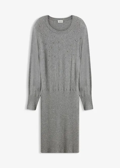 Stickad klänning i mjuk viskosmix, bonprix