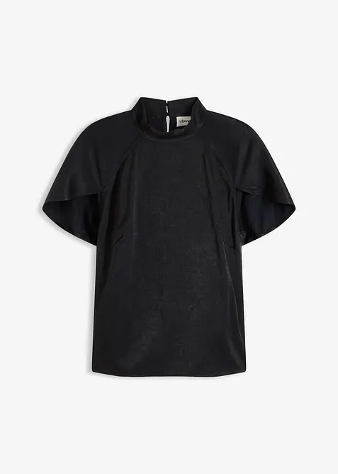 Elegant blus av glansig satin med korta &auml;rmar, bonprix