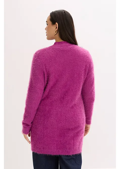 Lång cardigan med fluffig look, bonprix