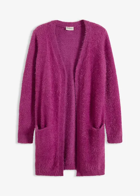 Lång cardigan med fluffig look, bonprix