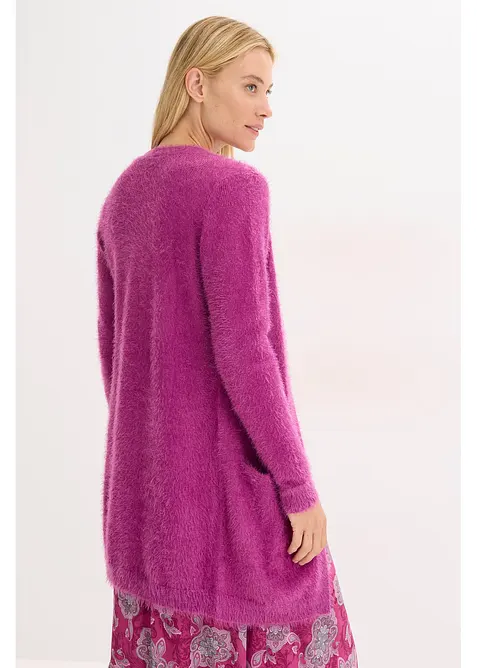 Lång cardigan med fluffig look, bonprix
