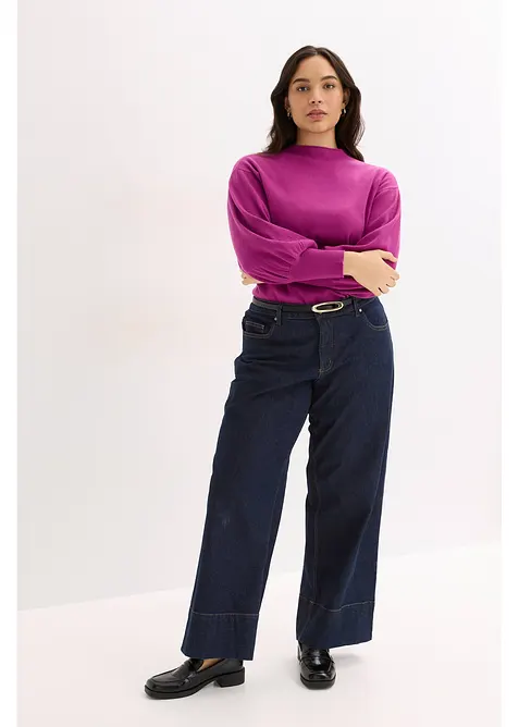 Stickad tröja med ballongärmar, bonprix