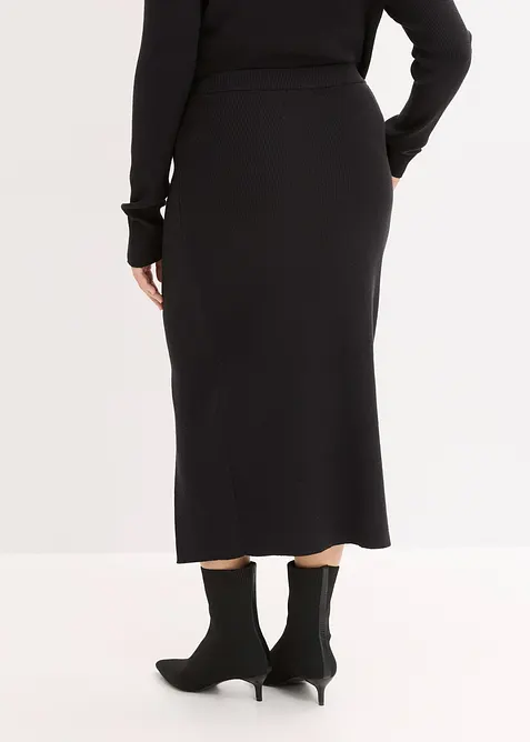 Finstickad kjol av mjuk viskosmix, bonprix