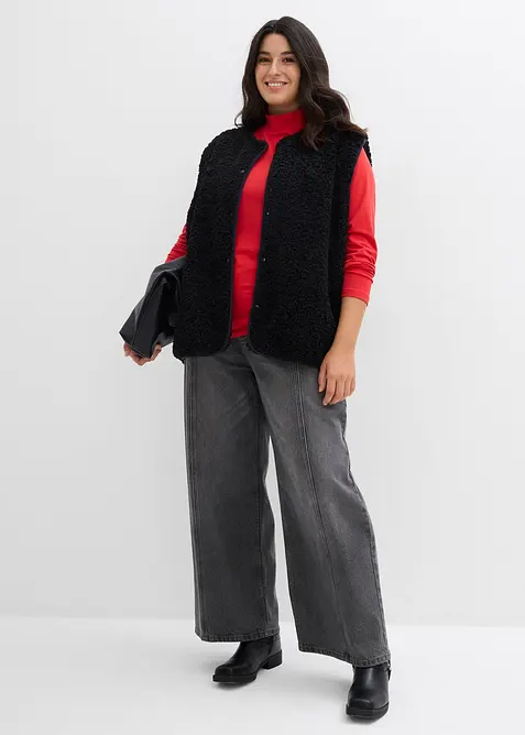 Långärmad topp i figurnära modell, bonprix