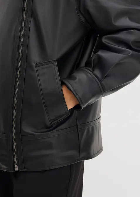 Jacka i skinnimitation med leopardmönstrad fuskpäls, bonprix