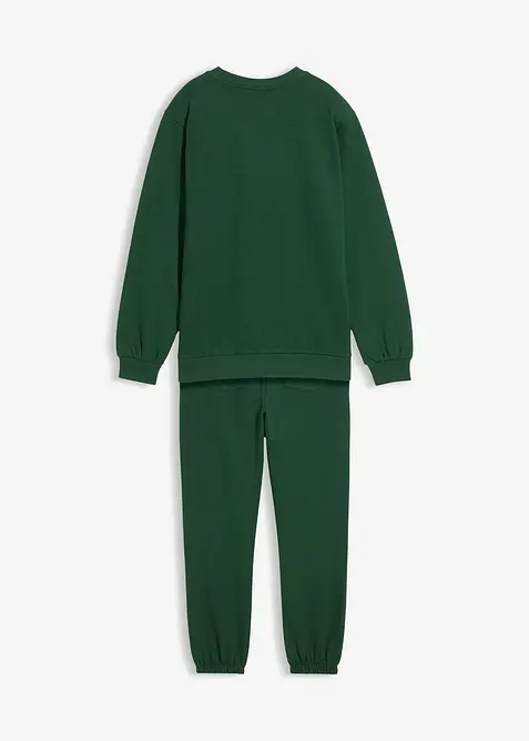 Sweatshirt och trikåbyxa i bomull (2 delar), bonprix