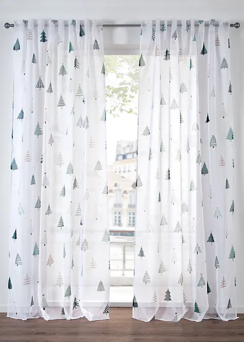 Gardin med granmönster (1-pack), bonprix