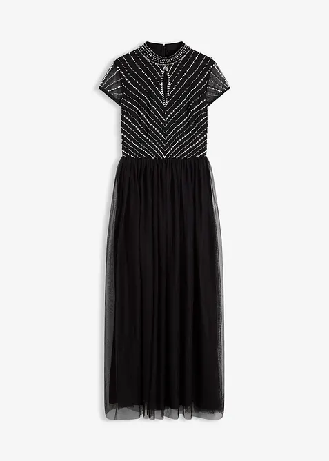 Maxiklänning med pärlbroderi, bonprix