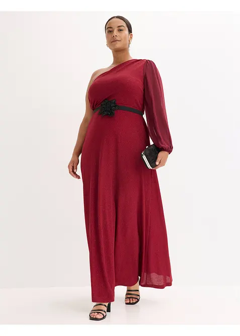 One shoulder-klänning med glitter, bonprix